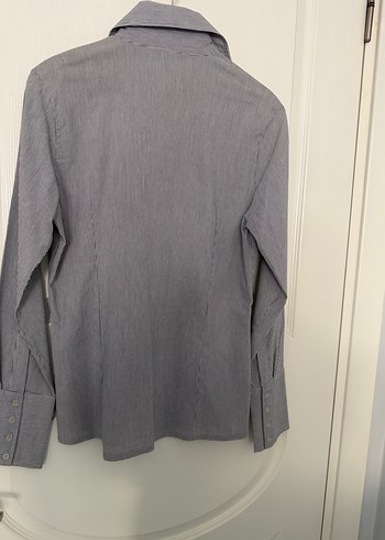 Gri Düğmeli Keten Kadın Gömlek - Görsel 7