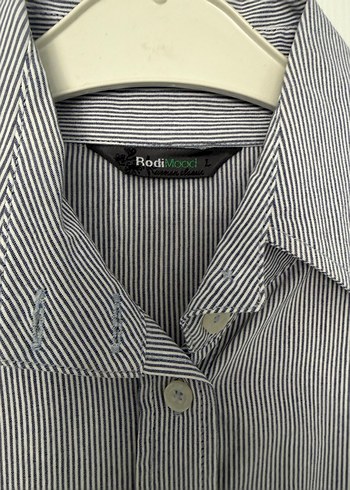 Gri Düğmeli Keten Kadın Gömlek - Görsel 4