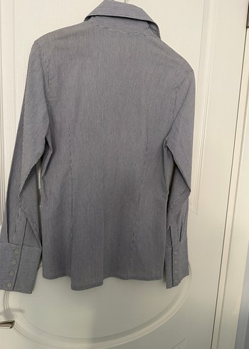 Gri Düğmeli Keten Kadın Gömlek - Görsel 6