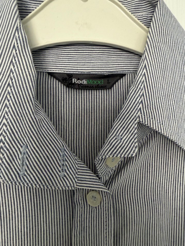 Gri Düğmeli Keten Kadın Gömlek - Görsel 4