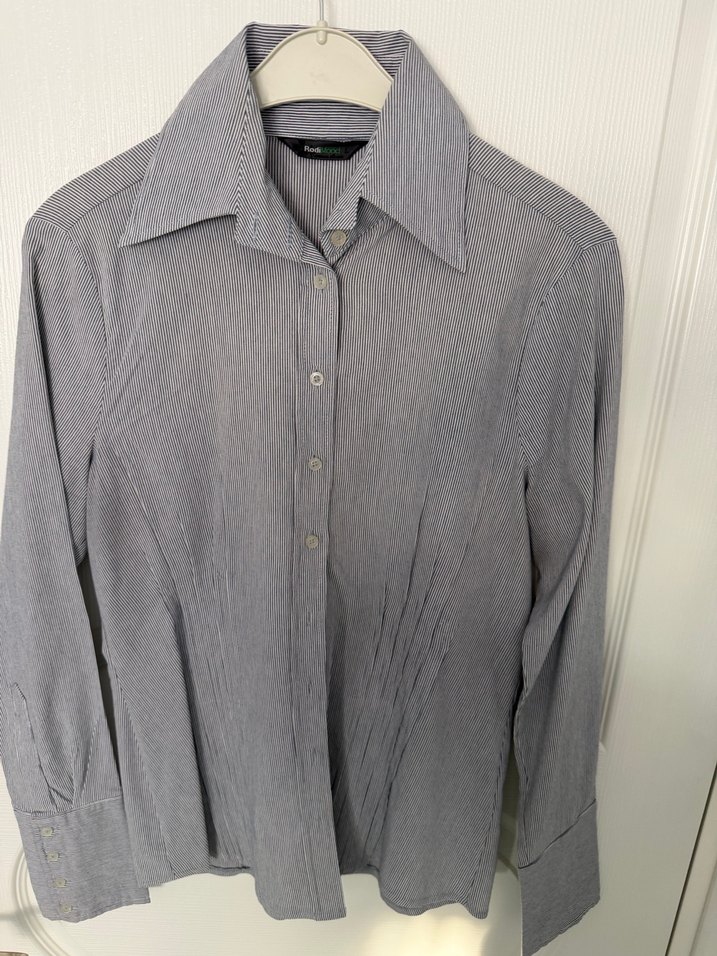 Gri Düğmeli Keten Kadın Gömlek - Görsel 2