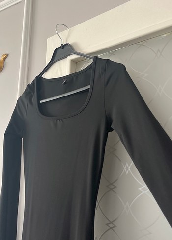 Siyah Uzun Kollu İnce Kesim Uzun Elbise - Görsel 2