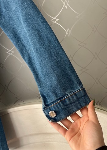 Kemerli Mavi Kadın Denim elbise - Görsel 3