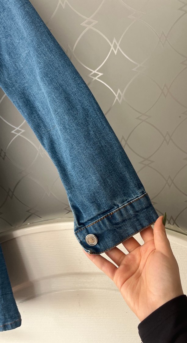 Kemerli Mavi Kadın Denim elbise - Görsel 3