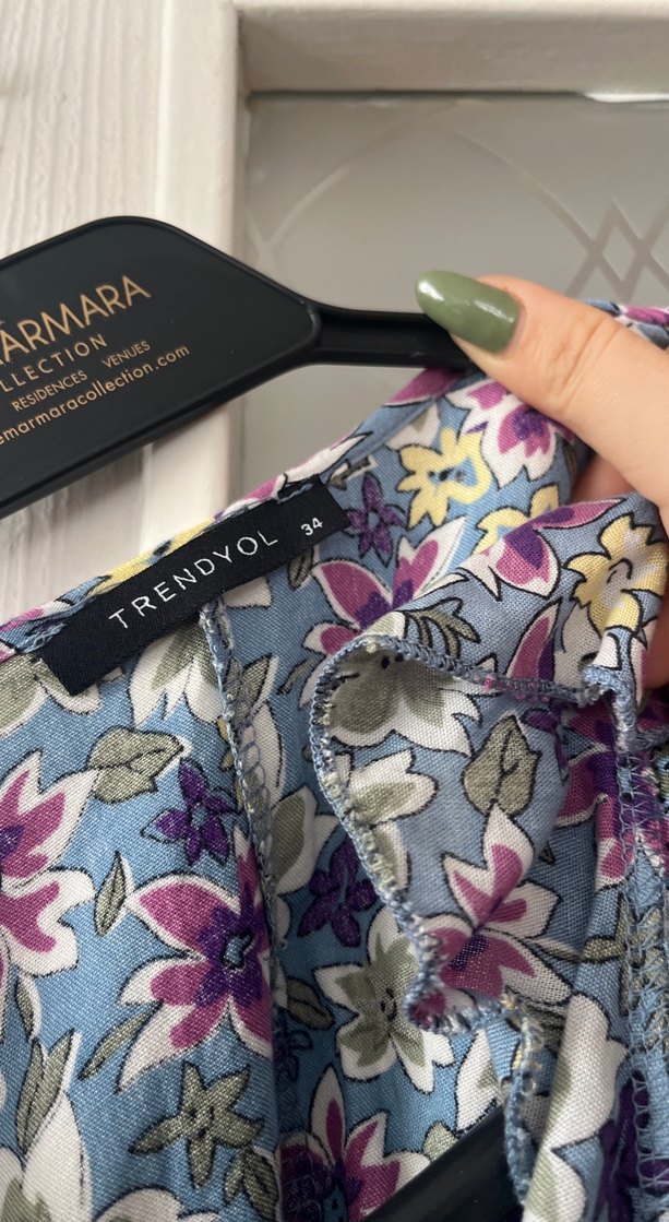 Bohem Çok Renkli Midi Elbise V Yakalı - Görsel 3