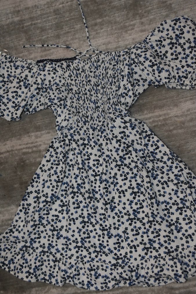 Bohem Tarzı  Çiçek Desenli Mini Elbise - Görsel 2