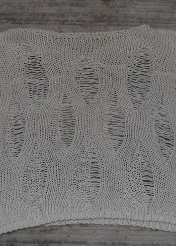 Beyaz Bohem Örgü Kadın Kazak - Görsel 3