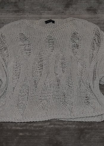 Beyaz Bohem Örgü Kadın Kazak - Görsel 2