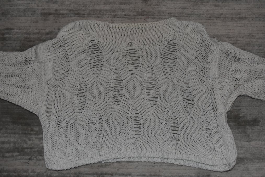 Beyaz Bohem Örgü Kadın Kazak - Görsel 3