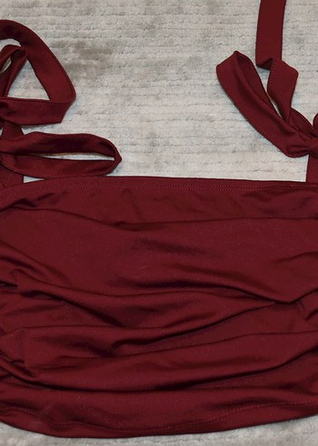 Bordo Drapeli Kadın Crop - Görsel 2