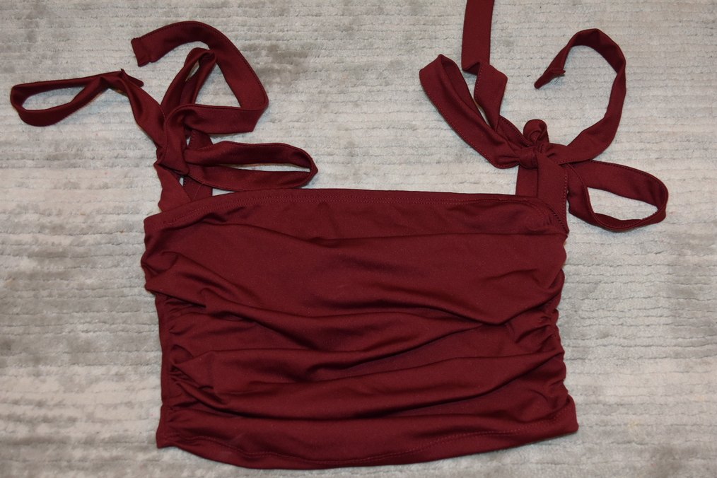 Bordo Drapeli Kadın Crop - Görsel 2