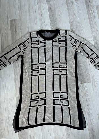 Gri Desenli Uzun Kollu Triko Kadın Üst - Görsel 2