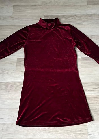Bordo V Yaka Uzun Kollu Bluz/elbise - Görsel 3