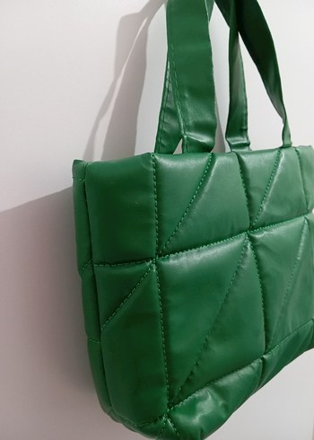 Yeşil Deri Fermuarlı Kadın Çantası - Görsel 3