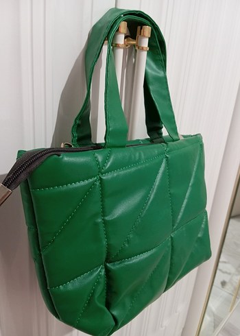 Yeşil Deri Fermuarlı Kadın Çantası - Görsel 5