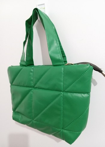 Yeşil Deri Fermuarlı Kadın Çantası - Görsel 2