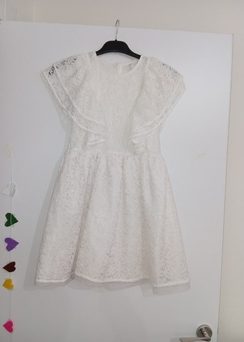 Kız Çocuk Beyaz Dantel Elbise - Görsel 5