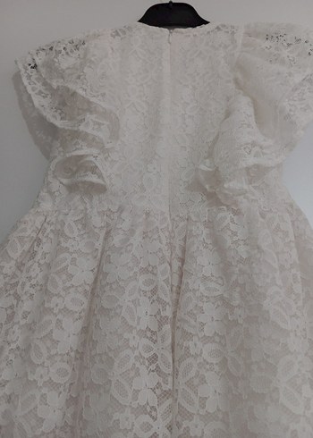 Kız Çocuk Beyaz Dantel Elbise - Görsel 6