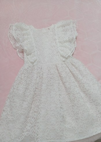 Kız Çocuk Beyaz Dantel Elbise - Görsel 4