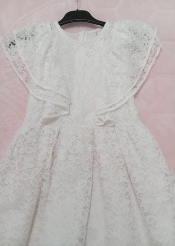 Kız Çocuk Beyaz Dantel Elbise - Görsel 3