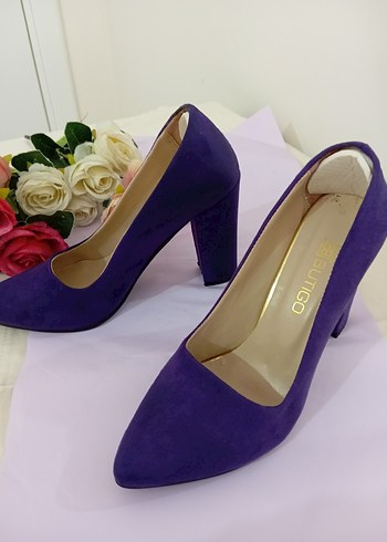Mor Süet Stiletto Topuklu Kadın Ayakkabı - Görsel 8