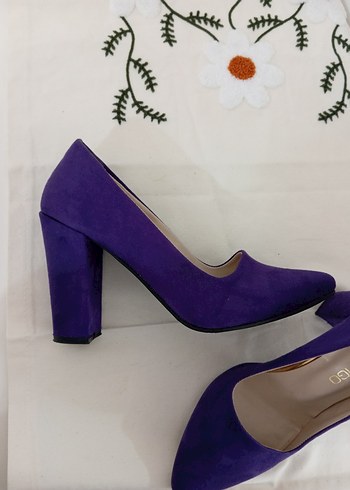 Mor Süet Stiletto Topuklu Kadın Ayakkabı - Görsel 13