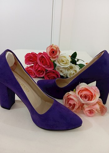 Mor Süet Stiletto Topuklu Kadın Ayakkabı - Görsel 5