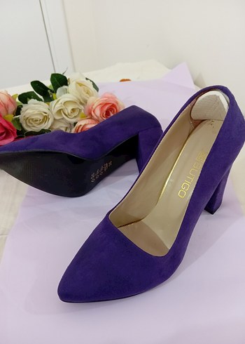 Mor Süet Stiletto Topuklu Kadın Ayakkabı - Görsel 2