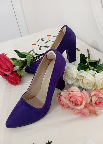 Mor Süet Stiletto Topuklu Kadın Ayakkabı - Görsel 3