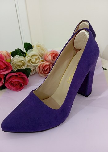 Mor Süet Stiletto Topuklu Kadın Ayakkabı - Görsel 9