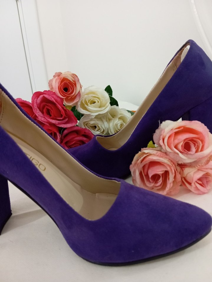 Mor Süet Stiletto Topuklu Kadın Ayakkabı - Görsel 4