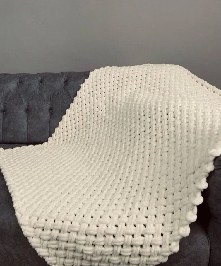 Beyaz Örgü Çocuk Battaniyesi - Görsel 2