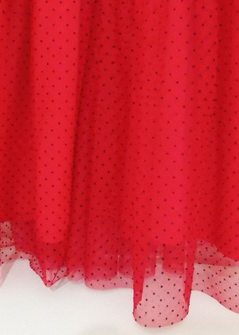 Kız Çocuk Kırmızı Puantiyeli Fırfırlı Elbise - Görsel 8