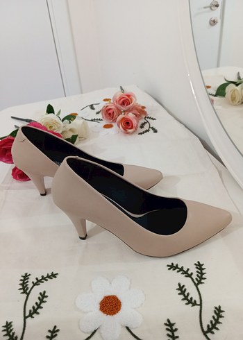Bej Stiletto Topuklu Kadın Ayakkabı - Görsel 15