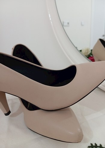 Bej Stiletto Topuklu Kadın Ayakkabı - Görsel 13