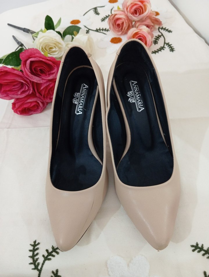 Bej Stiletto Topuklu Kadın Ayakkabı - Görsel 5