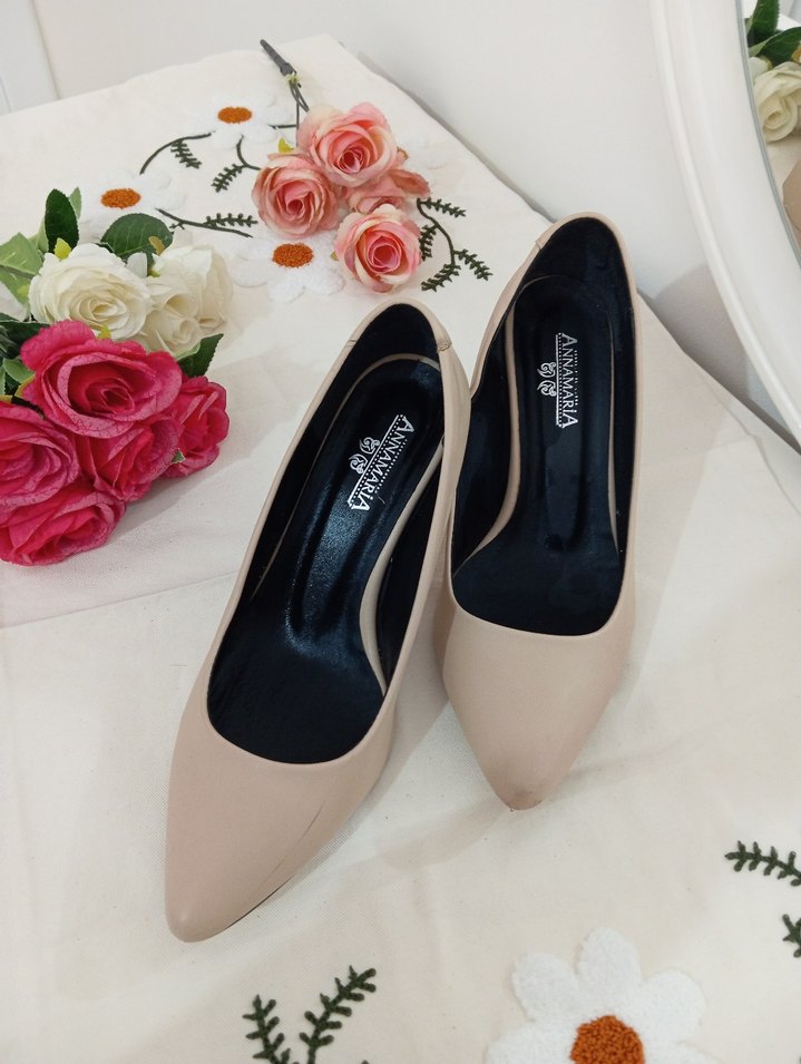 Bej Stiletto Topuklu Kadın Ayakkabı - Görsel 3