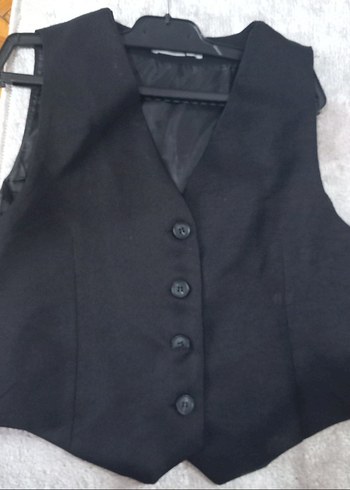 Düğmeli Siyah Kadın Yelek - Görsel 2