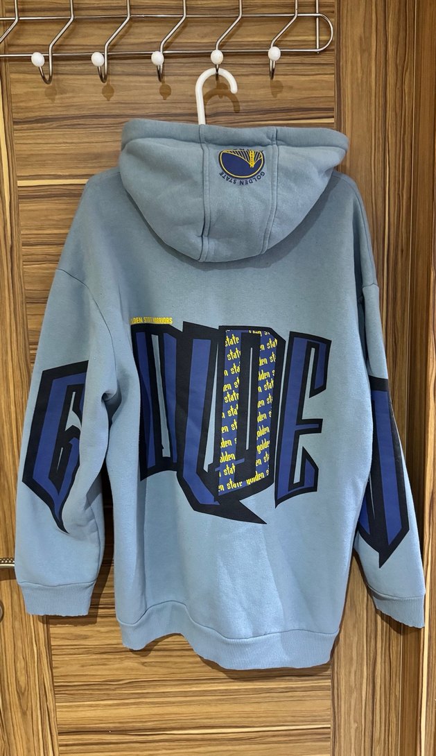 Mavi Kapüşonlu Spor Sweatshirt - Görsel 2