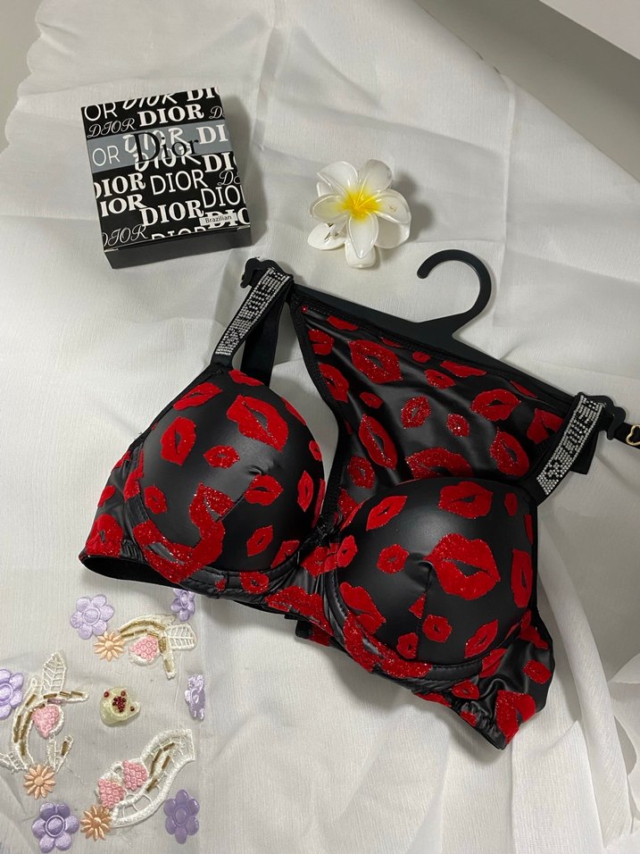 Kırmızı Desenli Gotik Mini Sütyen - Görsel 2