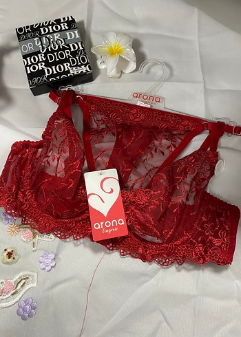 Kırmızı Nakışlı Bohem Midi Sütyen Takımı - Görsel 2