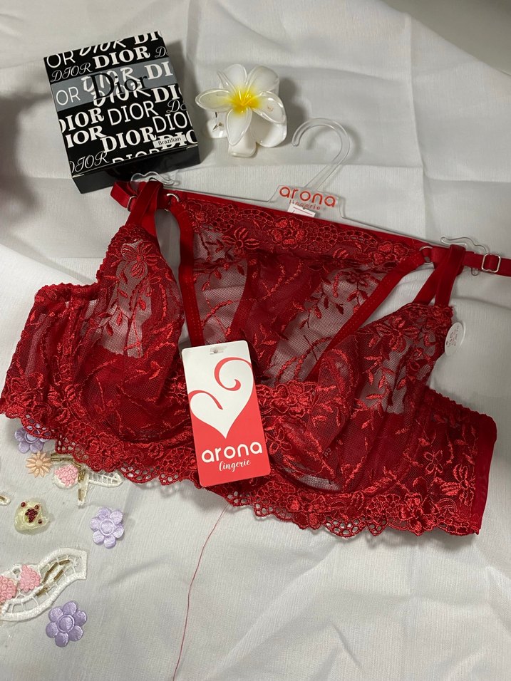 Kırmızı Nakışlı Bohem Midi Sütyen Takımı - Görsel 2