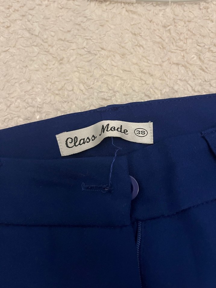 Kadın mavi Midi Denim Kumaş Pantolon - Görsel 2