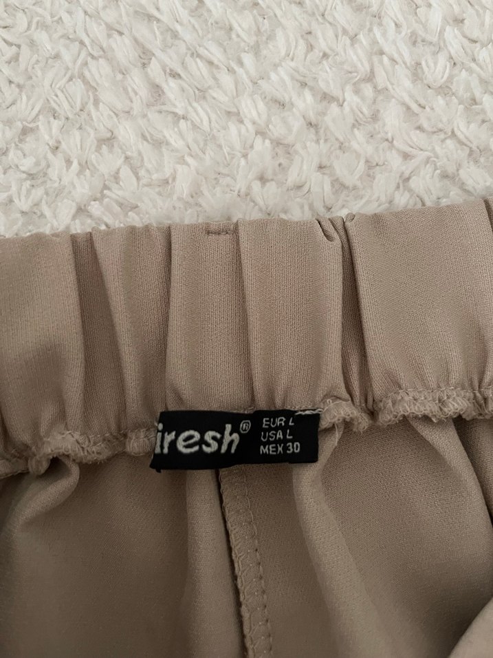 Bej Kadın Pilili Kumaş Pantolon - Görsel 2