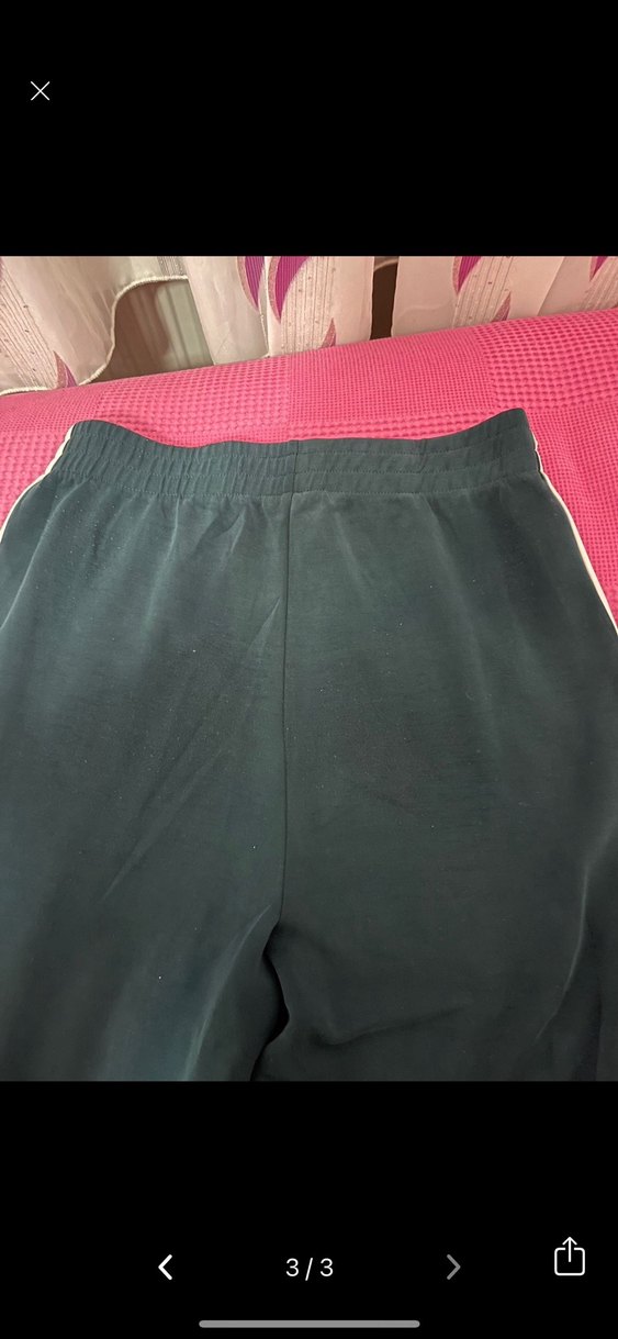 Kadın Yeşil Rahat Kesim Midi Kumaş Pantolon - Görsel 3