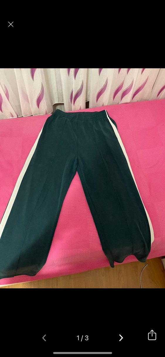 Kadın Yeşil Rahat Kesim Midi Kumaş Pantolon - Görsel 4