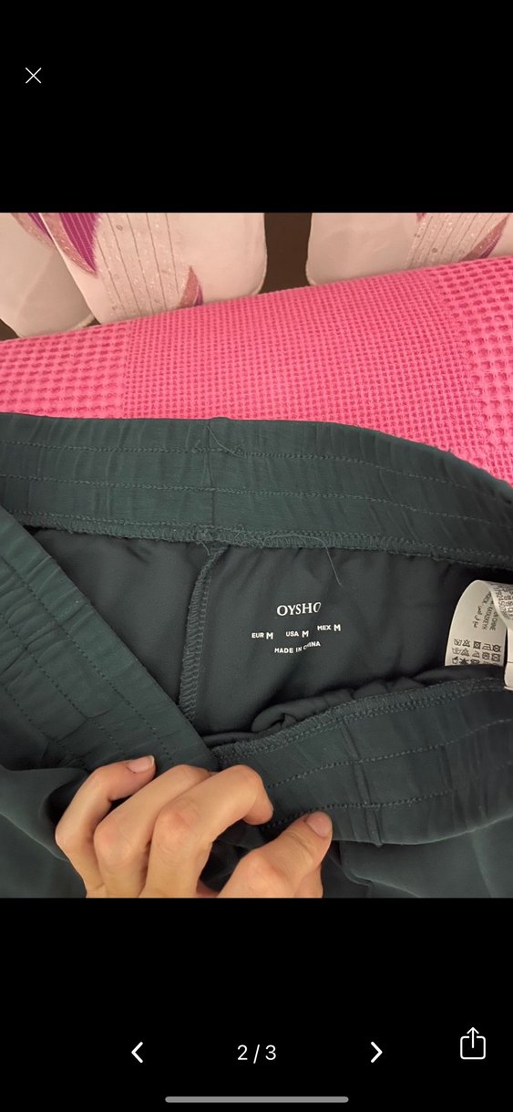 Kadın Yeşil Rahat Kesim Midi Kumaş Pantolon - Görsel 2