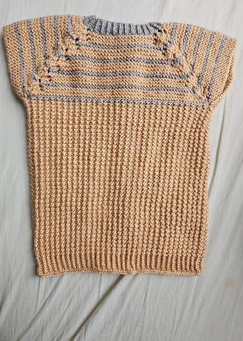 Beyaz Dantelli Kız Örgü Süveter - Görsel 8