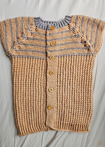 Beyaz Dantelli Kız Örgü Süveter - Görsel 7