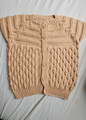 Beyaz Dantelli Kız Örgü Süveter - Görsel 9